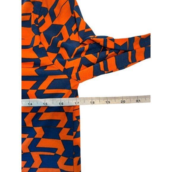 LuLaRoe Lynnae Women's Orange & Blue Long Sleeve Top - Picture 3 of 5